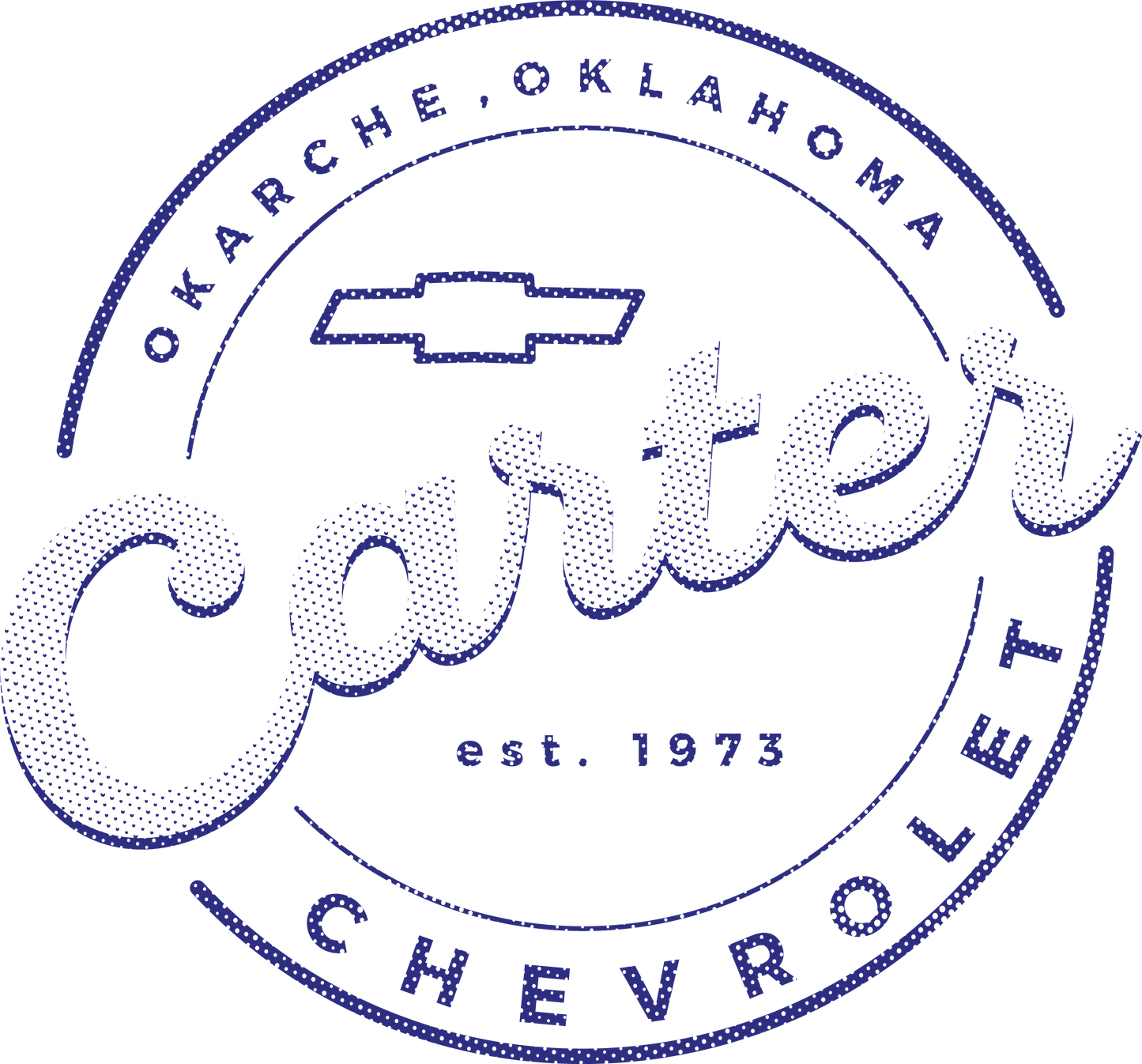 Blue & White Dot Matrix Round Carter Logo