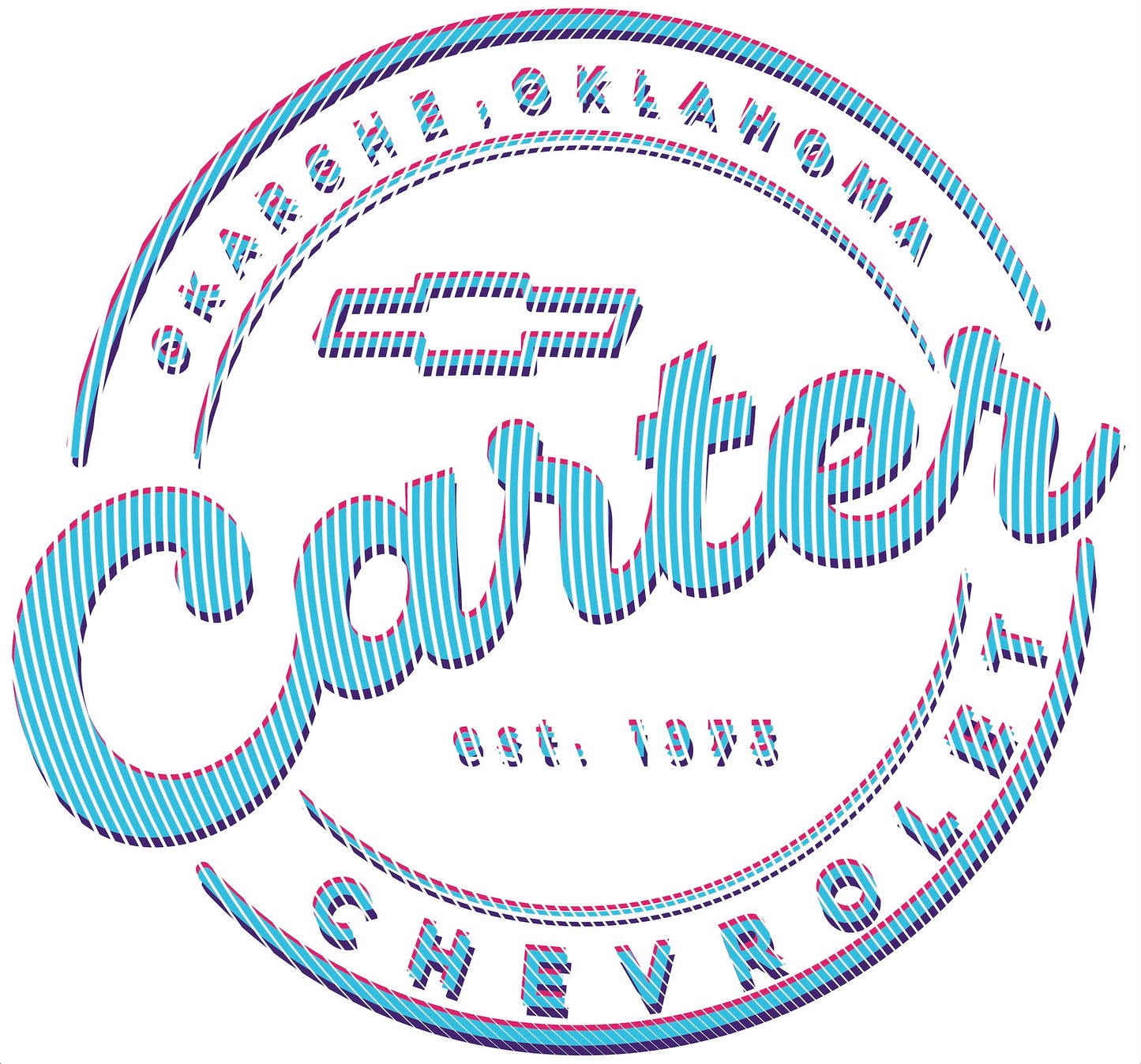 Blue, Pink & Purple Lines Round Carter Logo