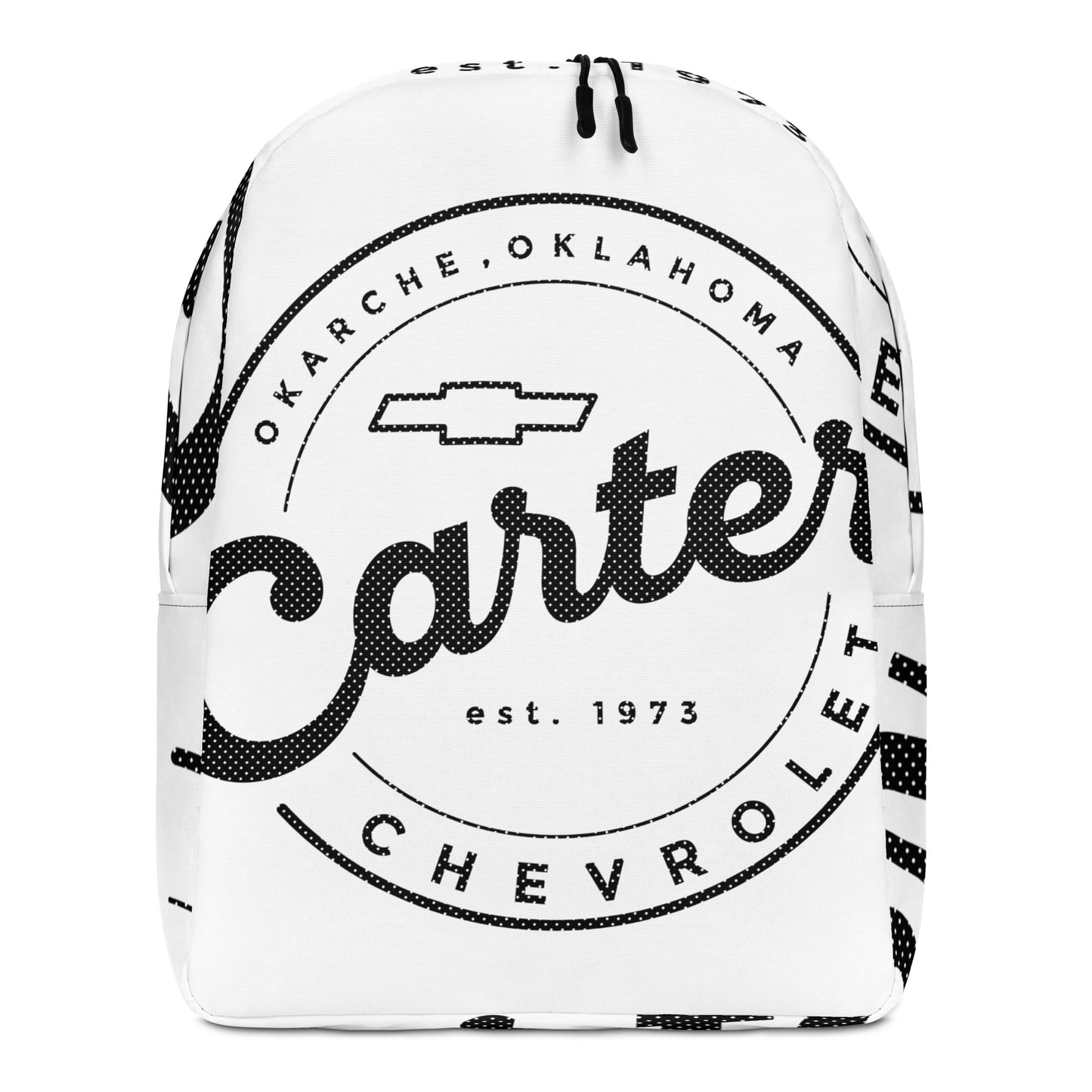 Minimalist Backpack - Black Dot Matrix Round Carter Logo