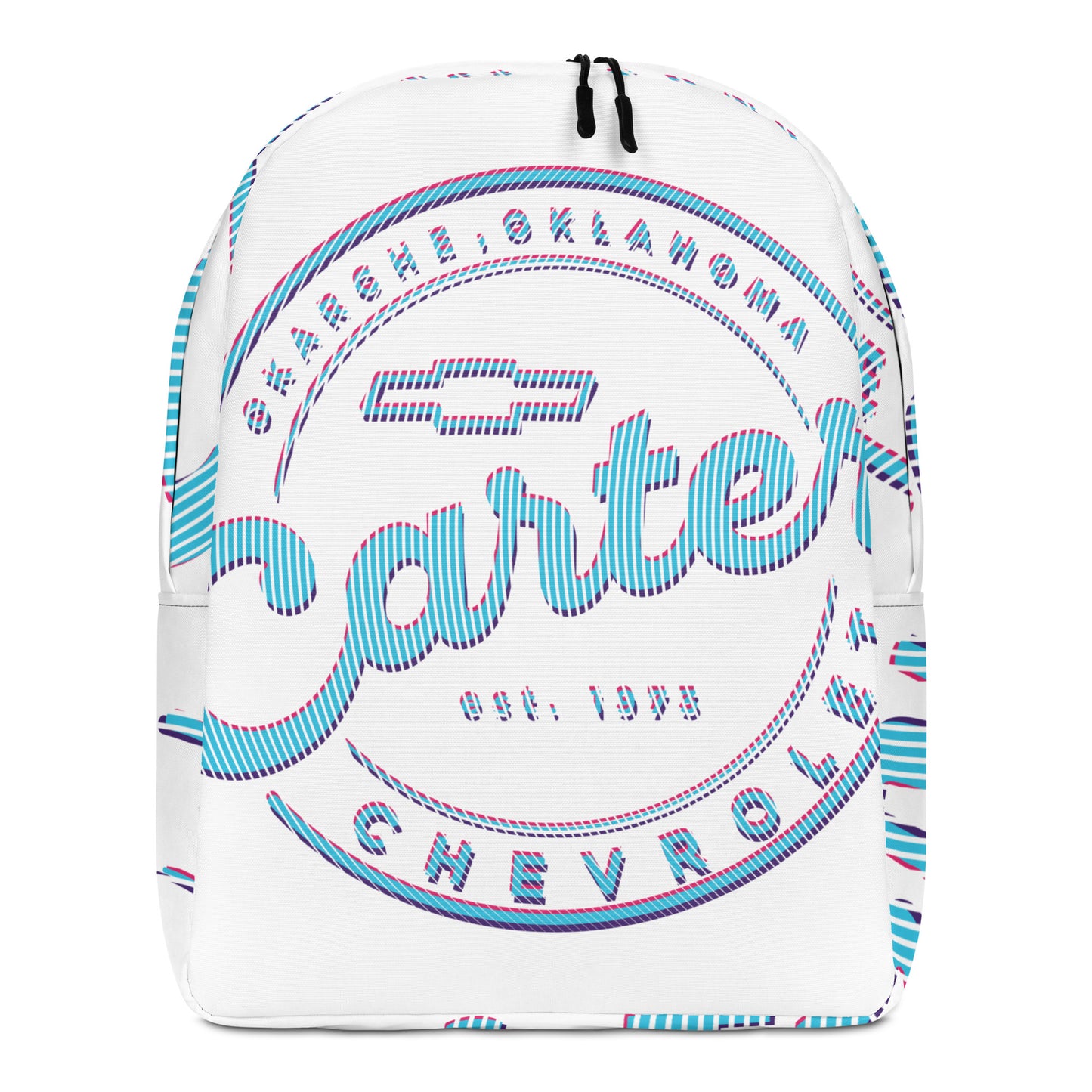 Minimalist Backpack - Blue, Pink & Purple Round Carter Logo