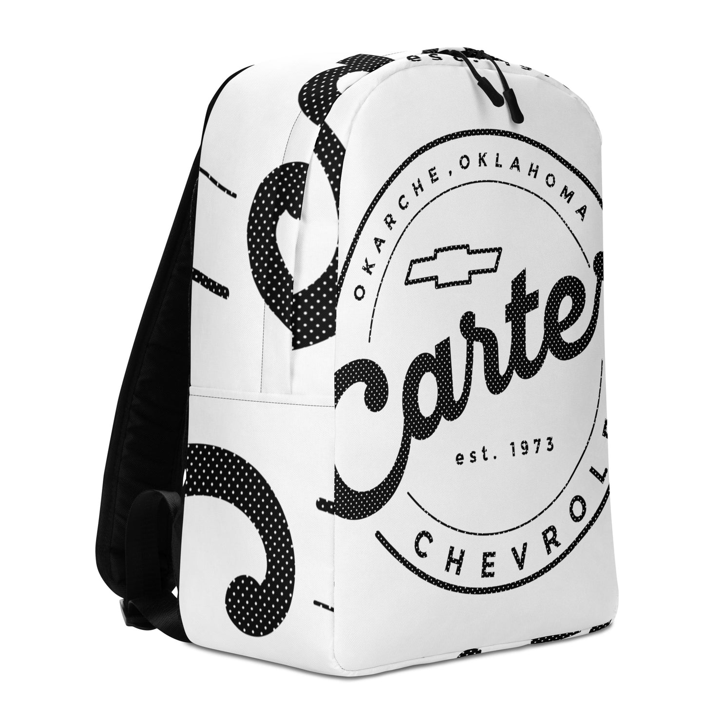 Minimalist Backpack - Black Dot Matrix Round Carter Logo