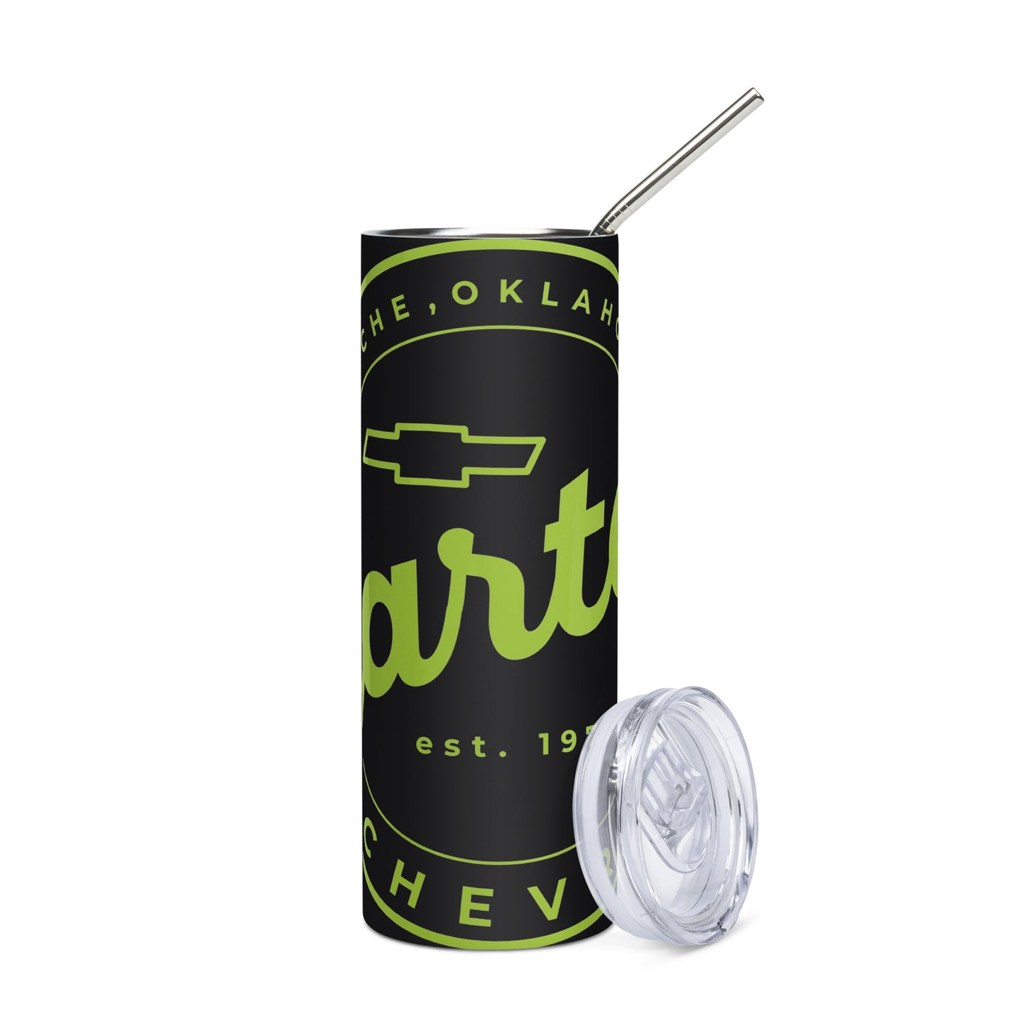 Stainless Steel Tumbler - Yellow/Green Round Carter Logo
