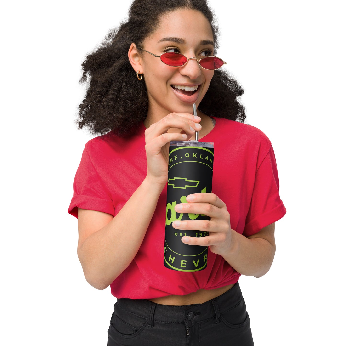 Stainless Steel Tumbler - Yellow/Green Round Carter Logo