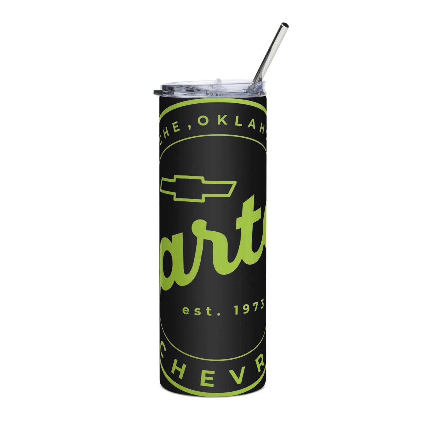 Stainless Steel Tumbler - Yellow/Green Round Carter Logo