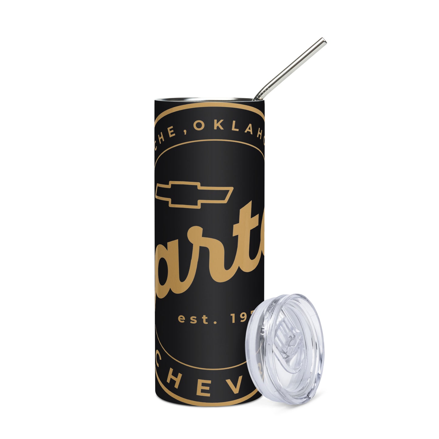 Stainless Steel Tumbler - Gold Round Carter Logo