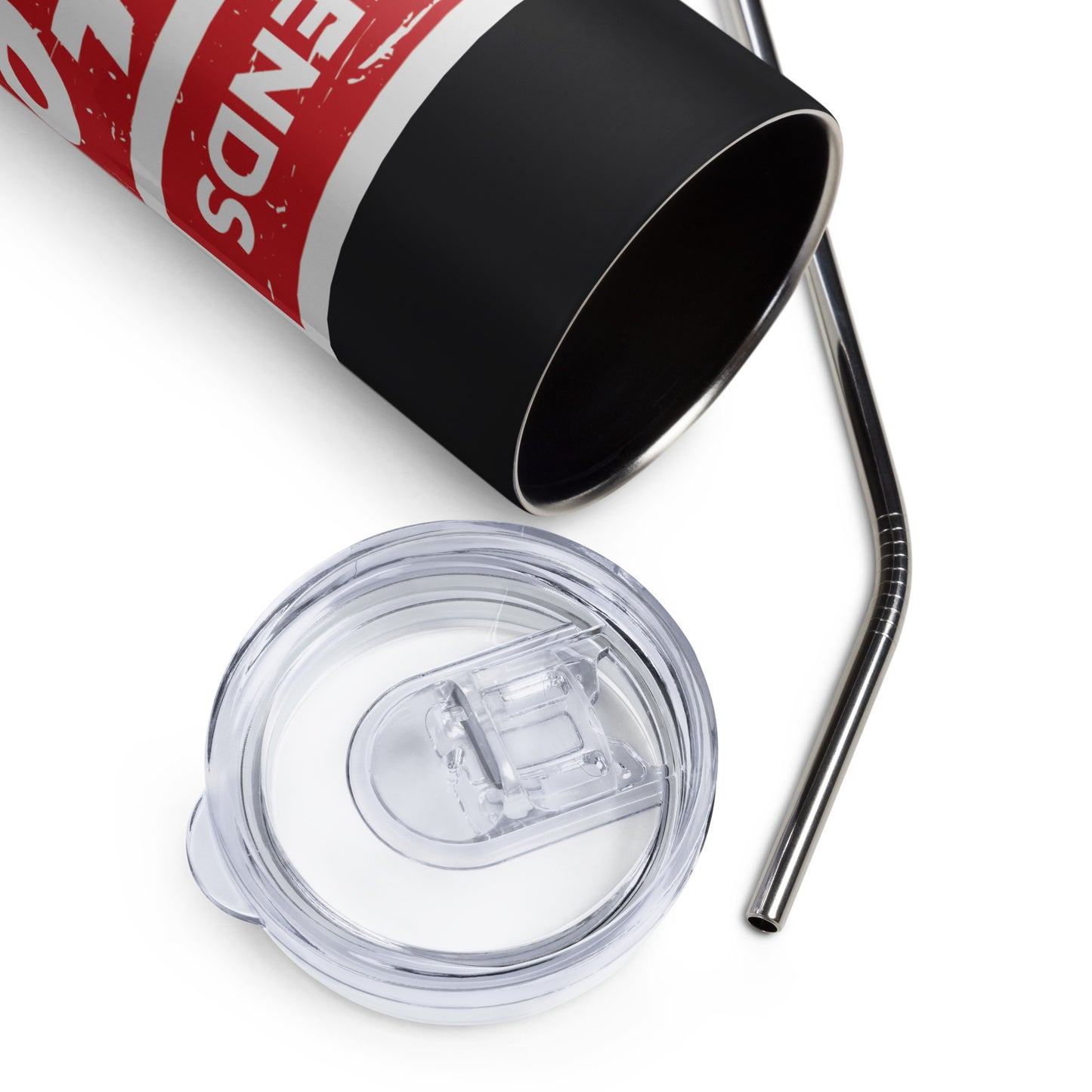 Stainless Steel Tumbler - Distressed Collage Red Rectangle