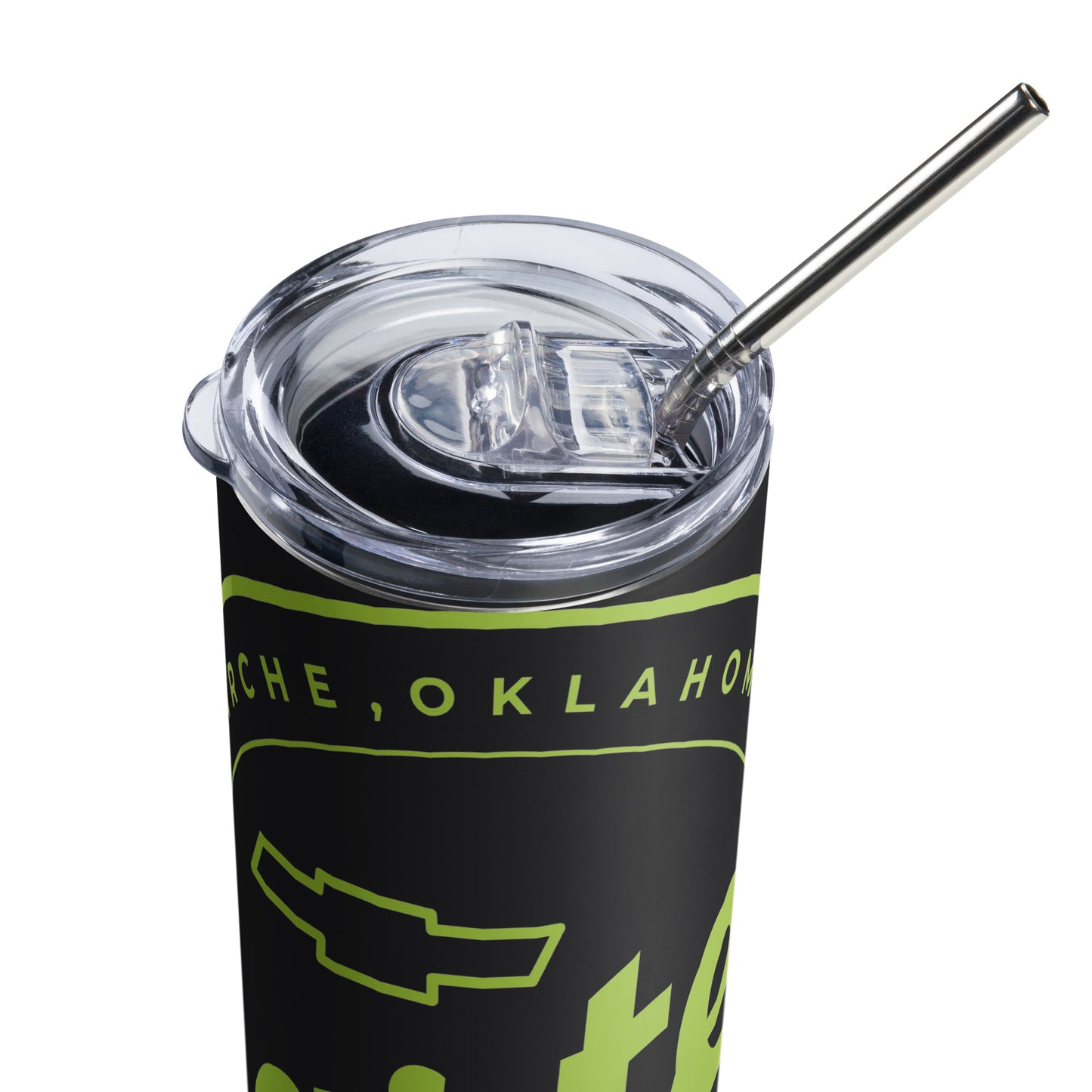 Stainless Steel Tumbler - Yellow/Green Round Carter Logo