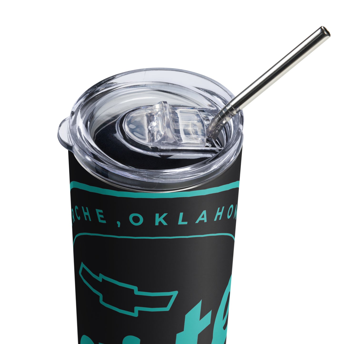 Stainless Steel Tumbler - Teal Blue Round Carter Logo