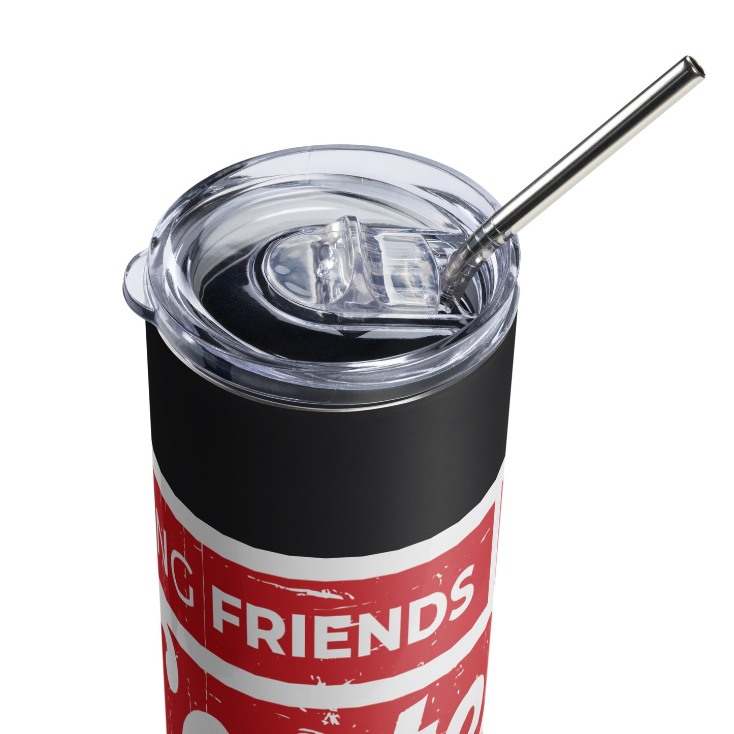 Stainless Steel Tumbler - Distressed Collage Red Rectangle