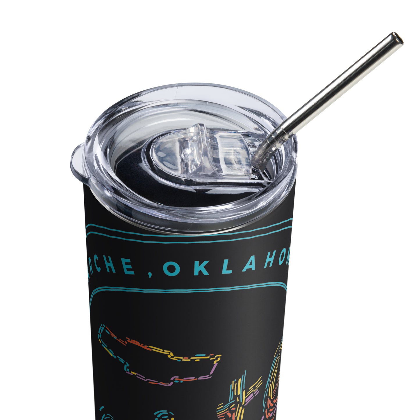 Stainless Steel Tumbler - Colorful Strands Round Carter Logo