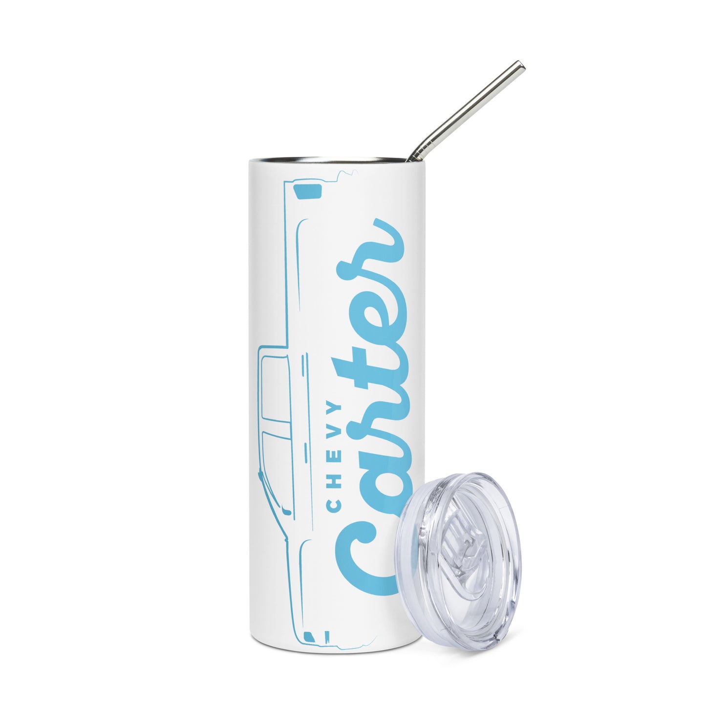 Stainless Steel Tumbler - Baby Blue Truck Silhouette