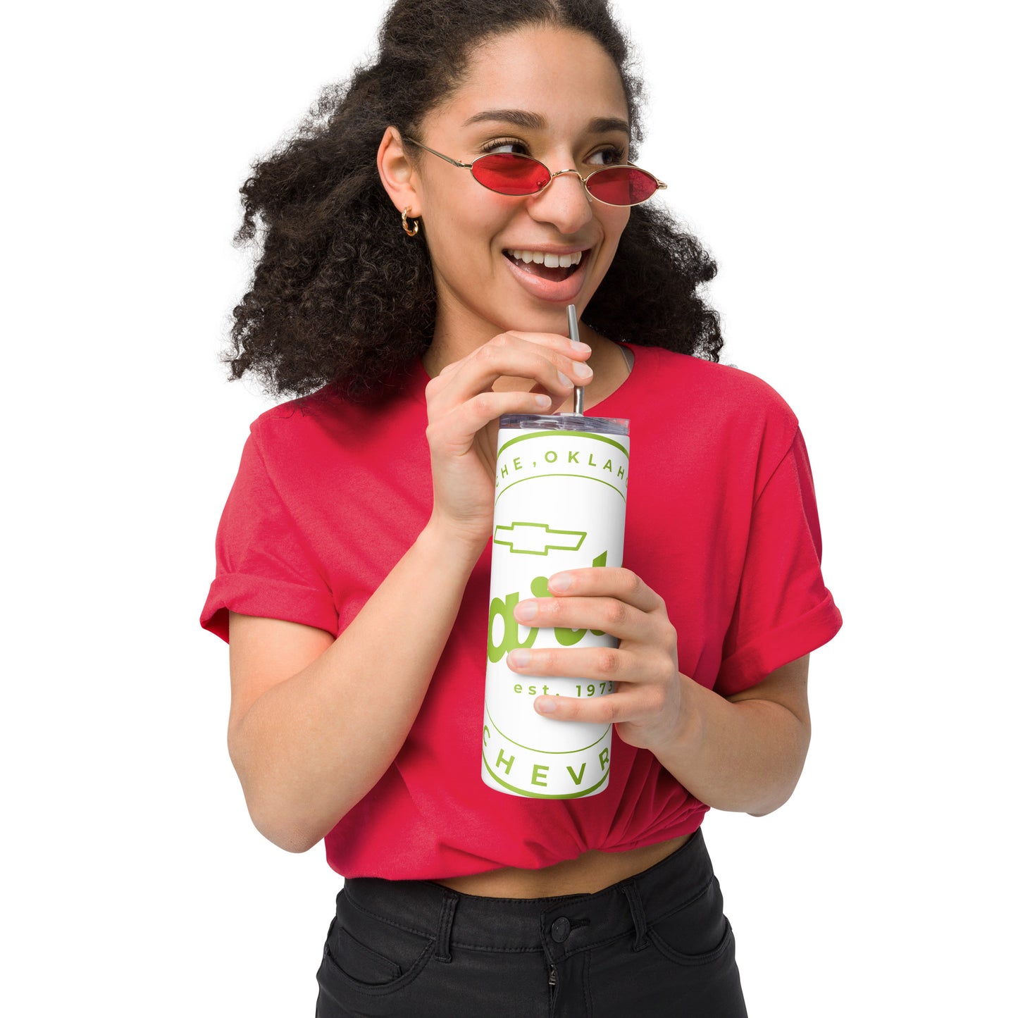 Stainless Steel Tumbler - Yellow/Green Round Carter Logo
