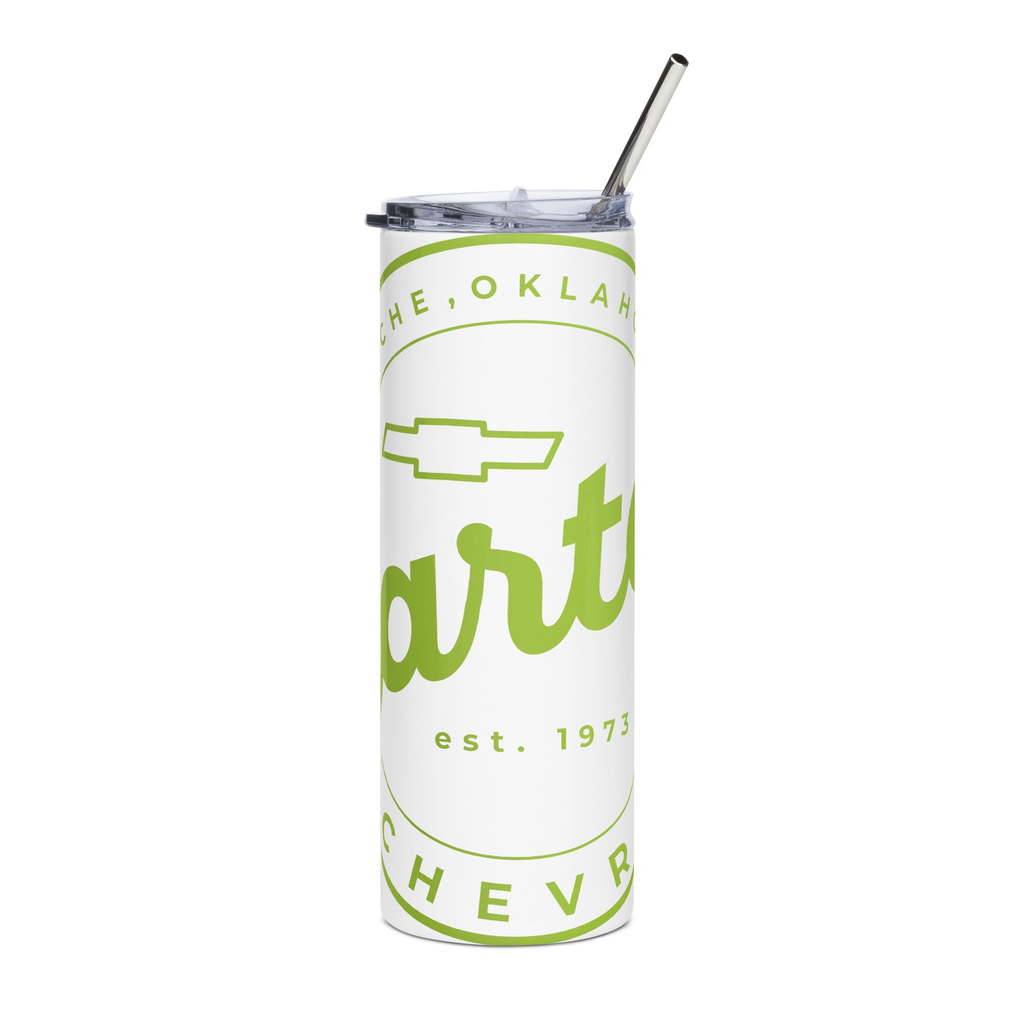 Stainless Steel Tumbler - Yellow/Green Round Carter Logo