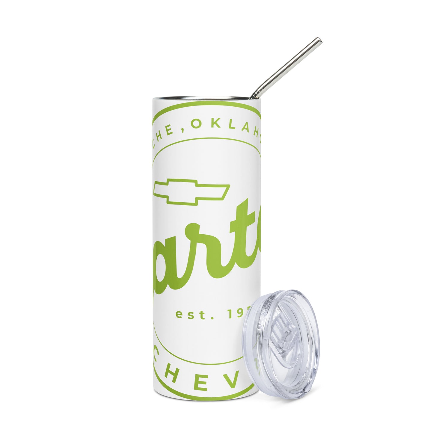 Stainless Steel Tumbler - Yellow/Green Round Carter Logo