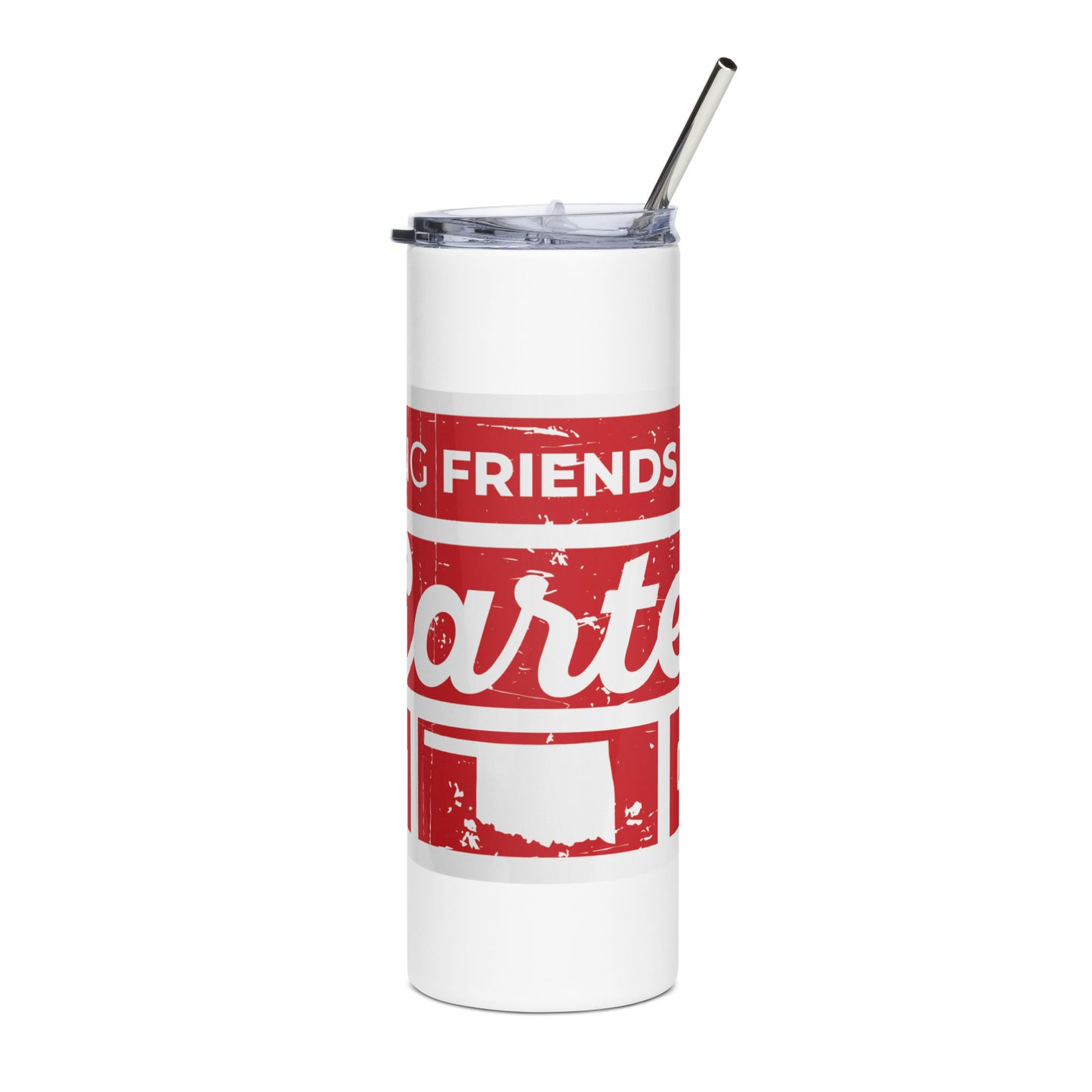 Stainless Steel Tumbler - Distressed Collage Red Rectangle
