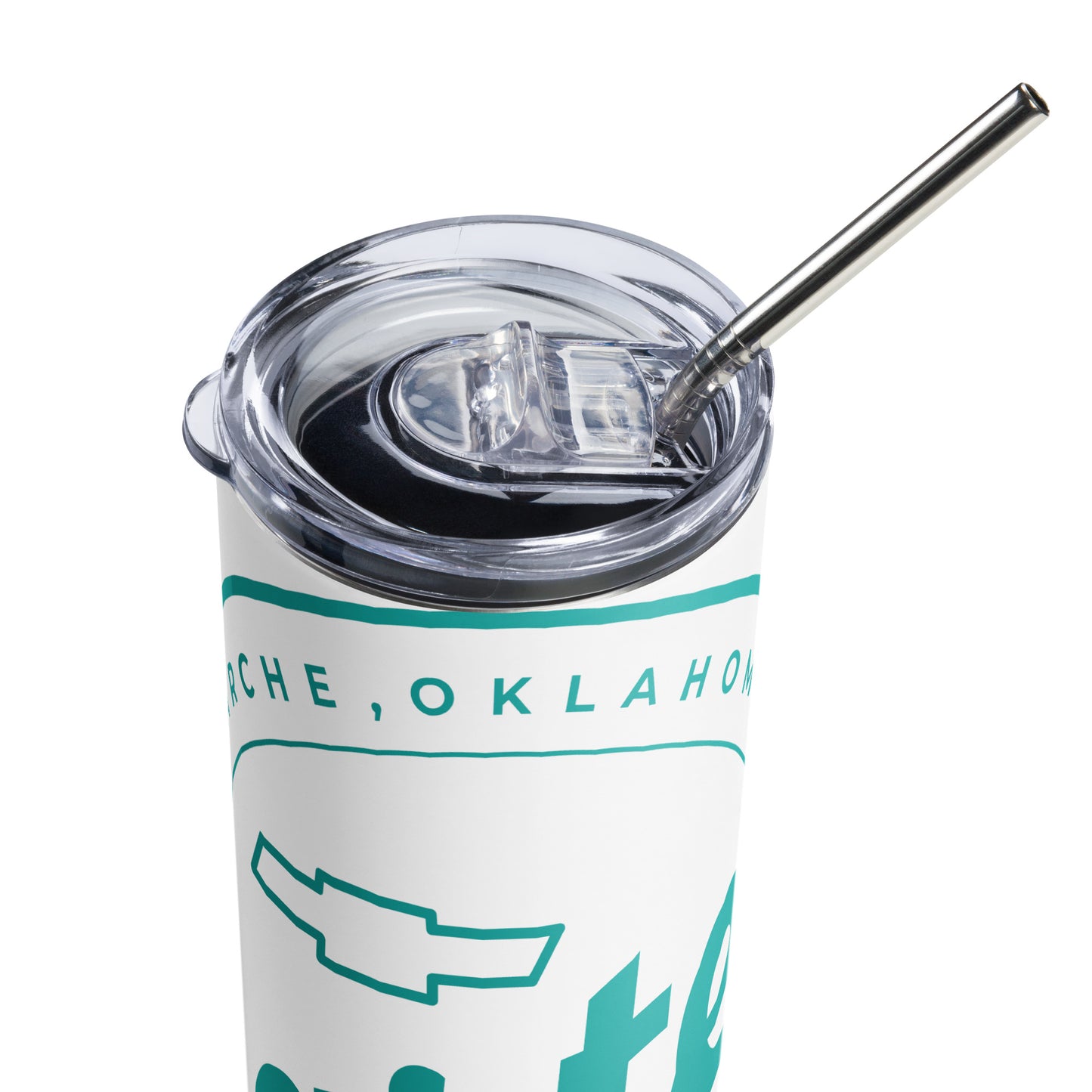 Stainless Steel Tumbler - Teal Blue Round Carter Logo