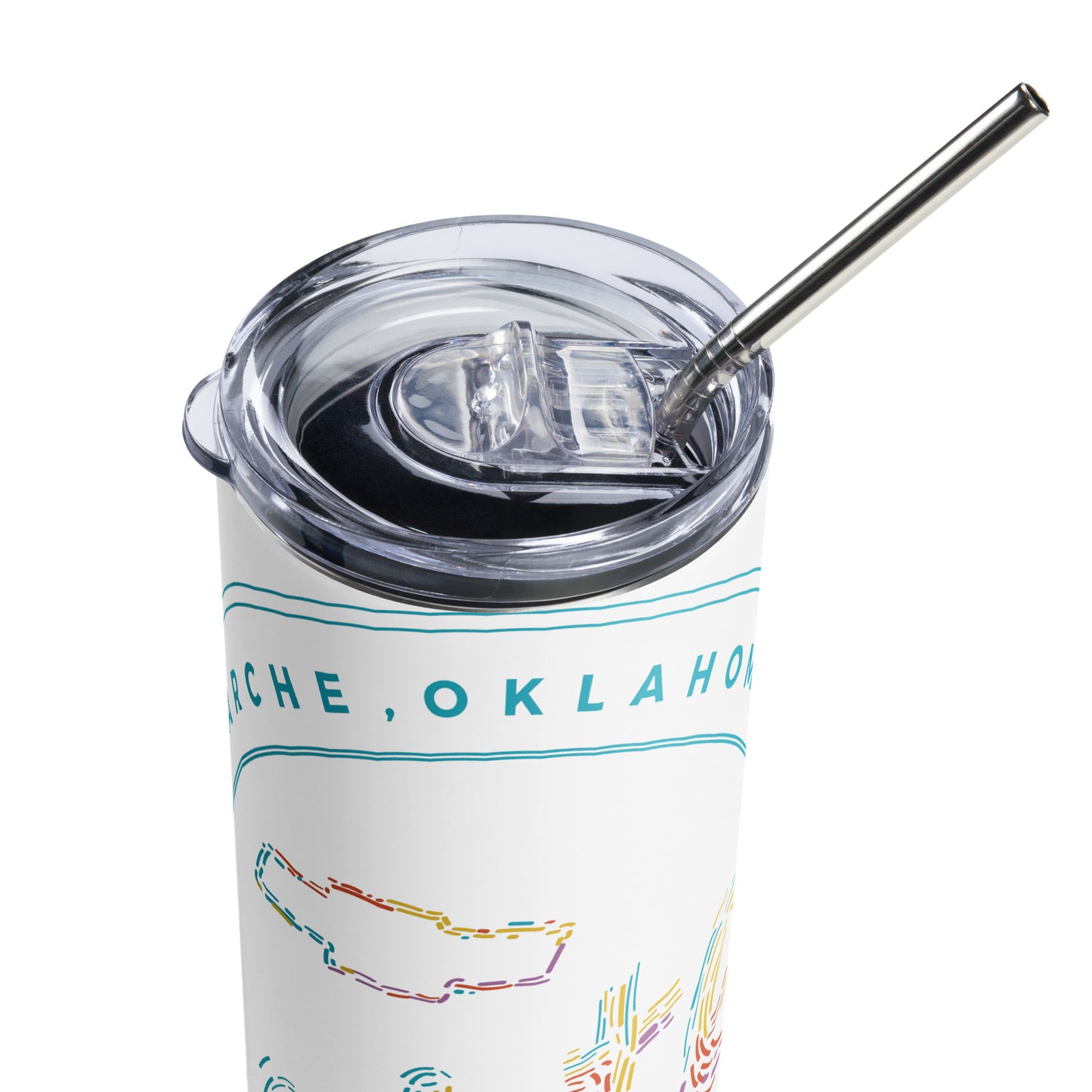Stainless Steel Tumbler - Colorful Strands Round Carter Logo