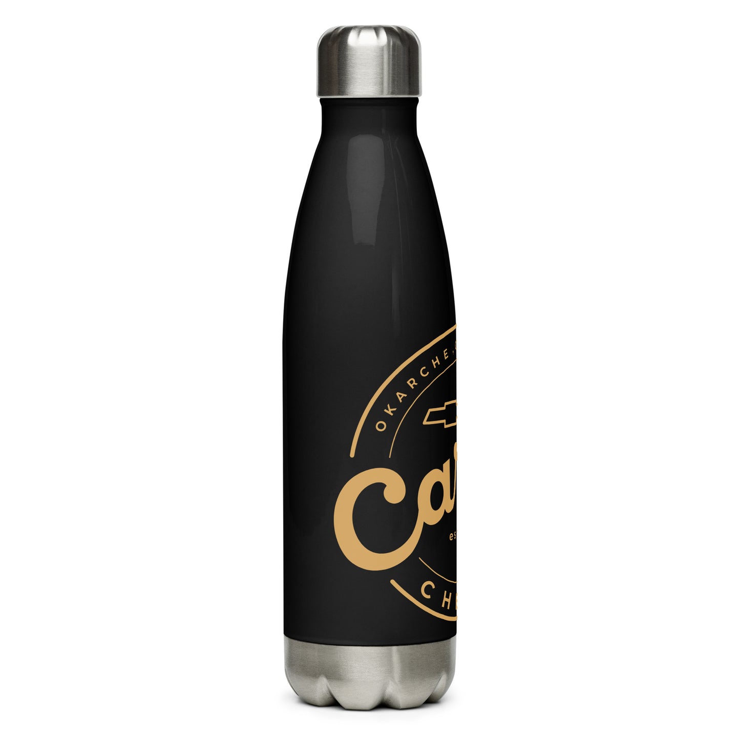 Stainless Steel Water Bottle - Carter Gold Round Logo