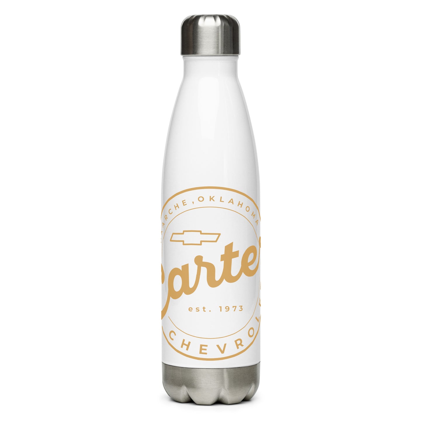 Stainless Steel Water Bottle - Carter Gold Round Logo