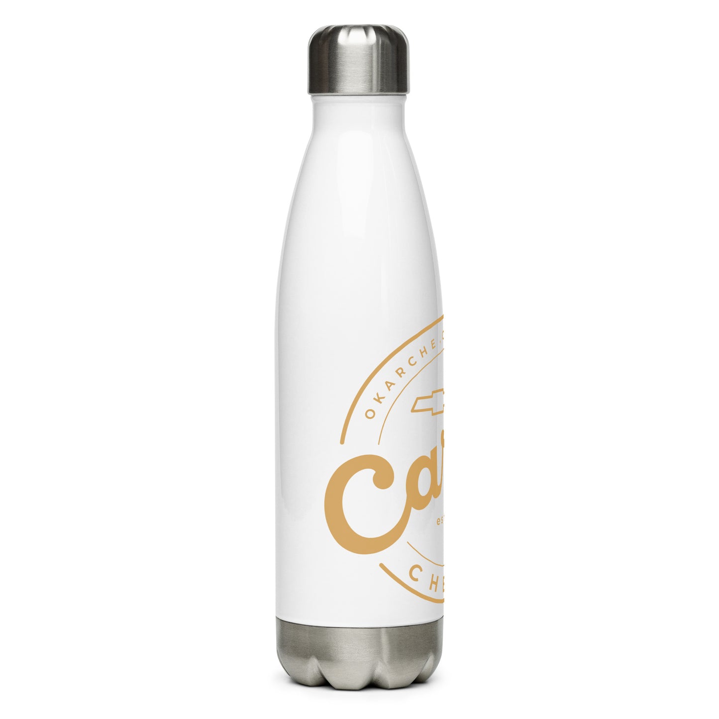 Stainless Steel Water Bottle - Carter Gold Round Logo