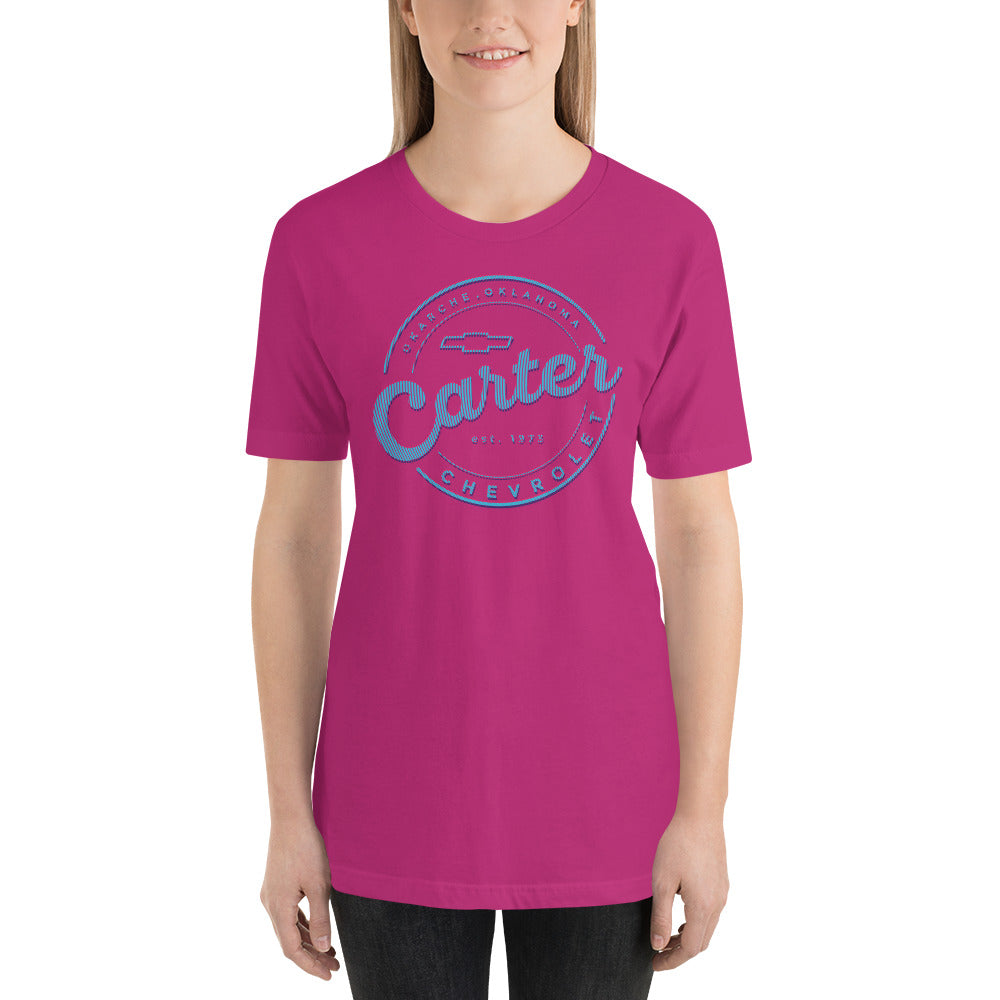Blue, Pink & Purple Lines Round Carter Logo
