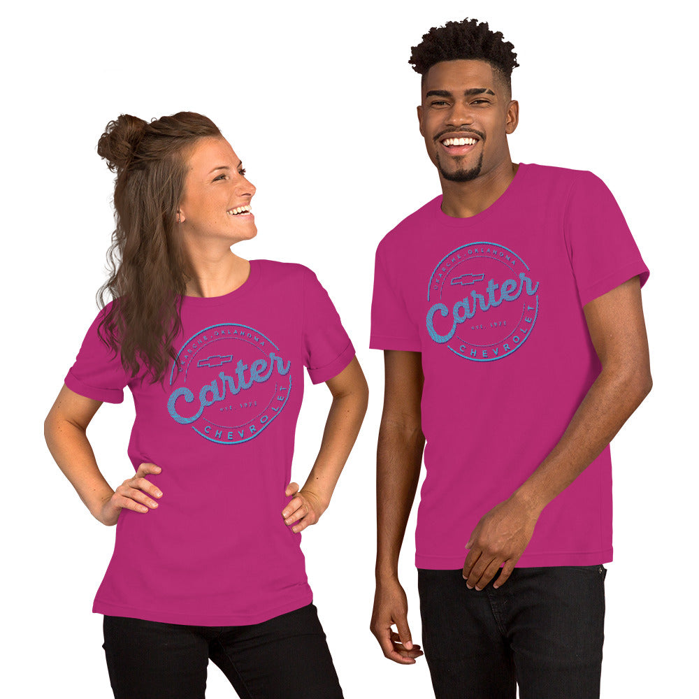 Blue, Pink & Purple Lines Round Carter Logo