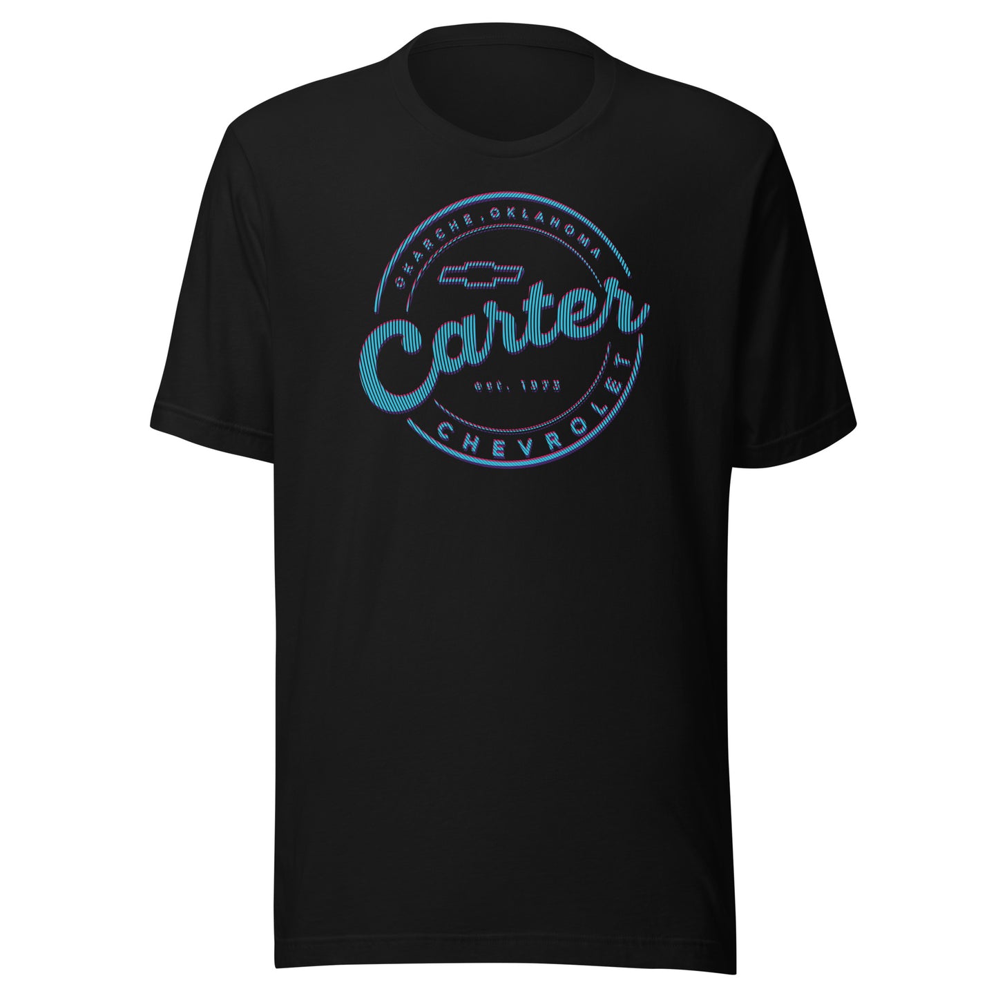Blue, Pink & Purple Lines Round Carter Logo