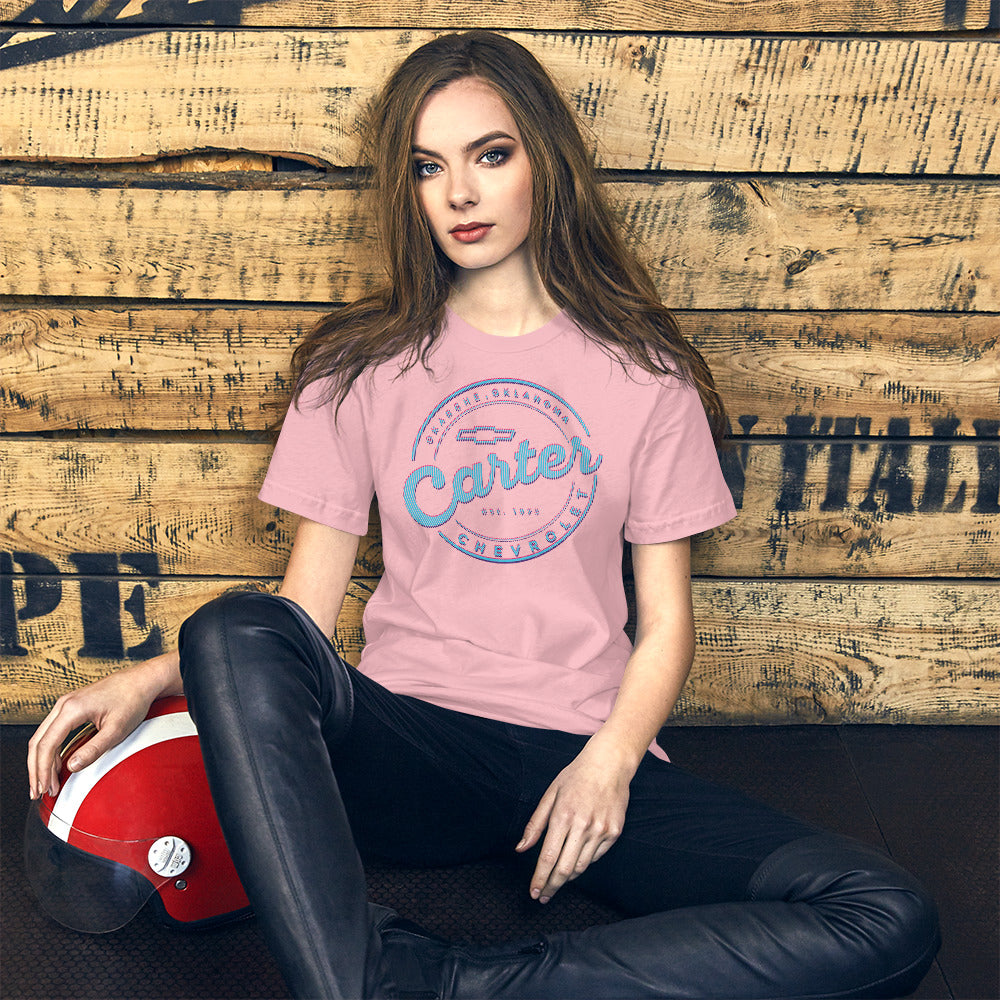 Blue, Pink & Purple Lines Round Carter Logo
