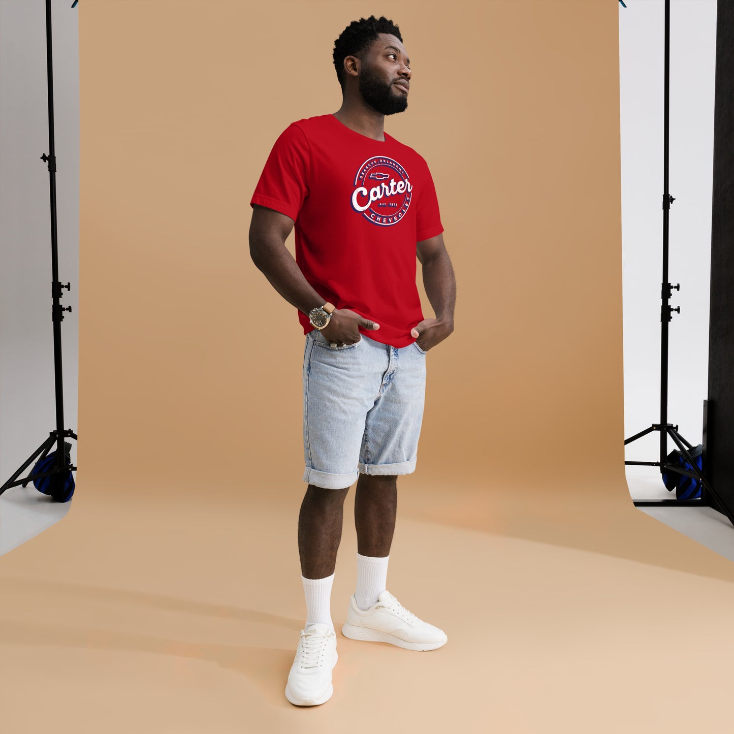 Distressed Red, White & Blue Round Carter
