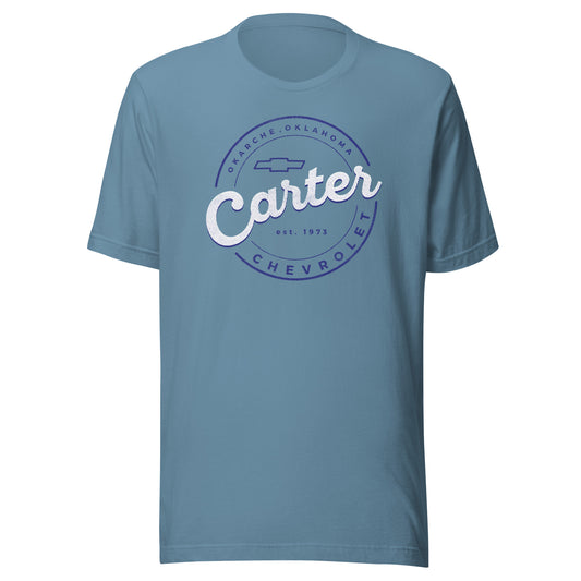 Blue & White Dot Matrix Round Carter Logo